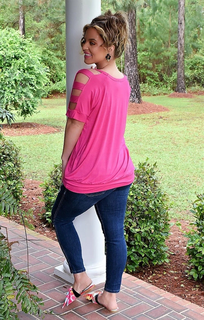 Heimish - BL-ST1687S - 4922 A Cut Above The Rest Top - Fuchsia