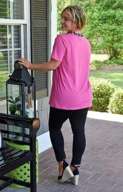 Heimish - BL-ST1997-10 - 5322 Just The Beginning Top - Hot Pink/Leopard TOPS