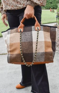 Jen & Co - M2044-PLD.BRTP - 9121 Going Places Plaid Flannel Bag Accessories