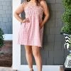 &Merci - MDR9459 - 21322 DRESSES Where To Next Plaid Dress - Peach