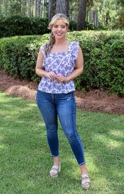 Hailey & Co - IT6196A - 7722 Calling Your Name Floral Top - Purple