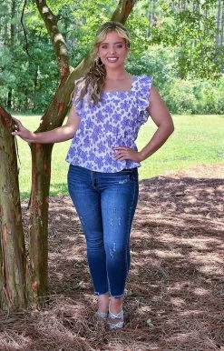 Hailey & Co - IT6196A - 7722 Calling Your Name Floral Top - Purple