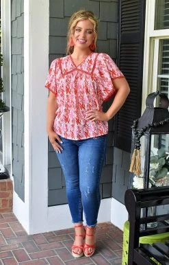 Staccato - 18589PP - 62222 Something Fresh Floral Top - Red