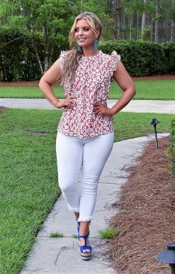 Staccato - 18707PP - 7822 Positive Mindset Floral Top - Red TOPS