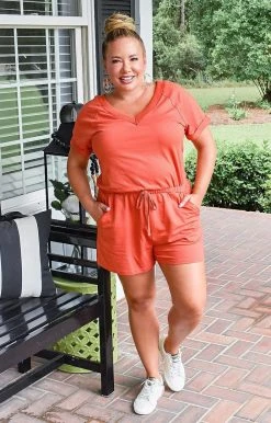 Main Strip - LR70885(X) - 8521 Casual Encounter Romper - Rust