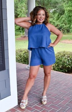 Vision - JP098PP - 61522 Want The Best Chambray Romper BOTTOMS