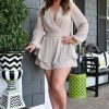 Main Strip - CR70983 - 3922 Simply Sassy Print Romper - Cream