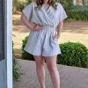 White Birch - R75017XL - 12522 Coastal Feel Print Romper - Beige