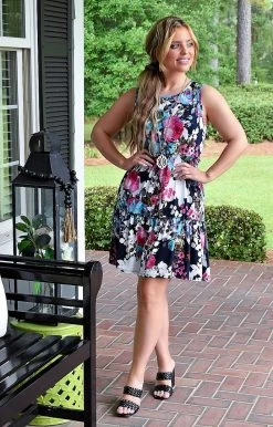 Heimish - BL-SD1268-12 - 71622 I'm Blushing Floral Dress- Navy/Multi