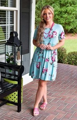 Heimish - ST1197-16 - 71322 Always My Favorite Floral Dress - Mint DRESSES