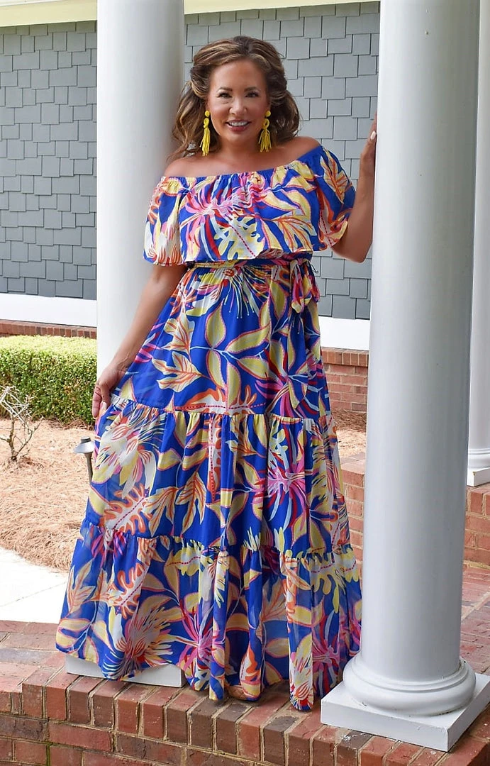 Flying Tomato - ID18721-PP - 7722 Sweet Like Summer Print Dress - Blue