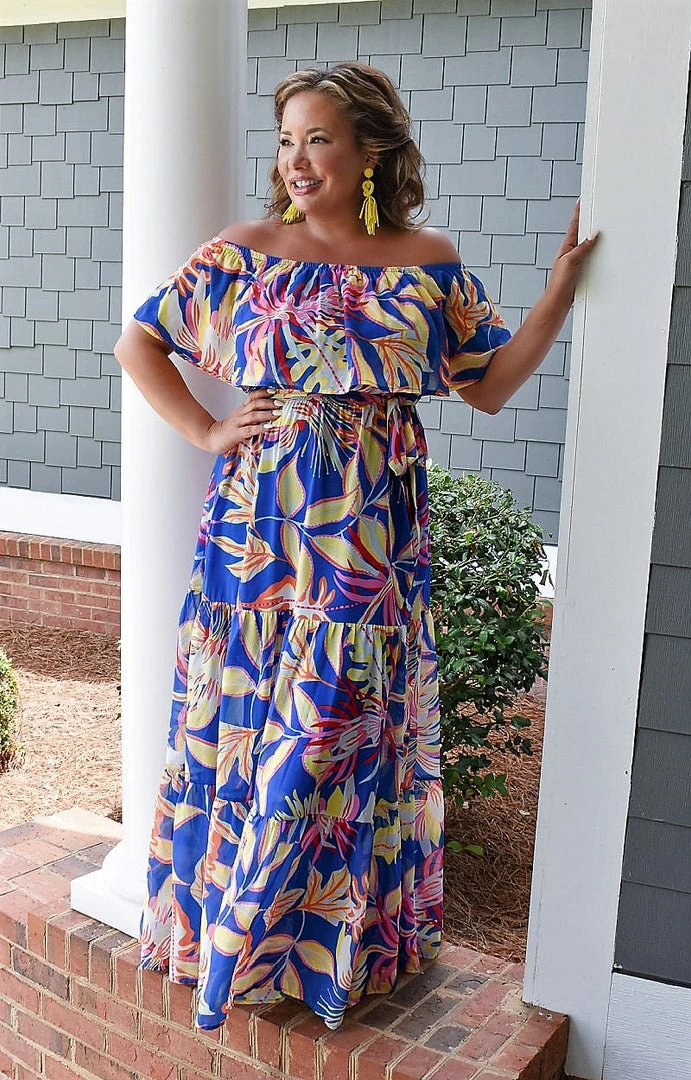 Flying Tomato - ID18721-PP - 7722 Sweet Like Summer Print Dress - Blue