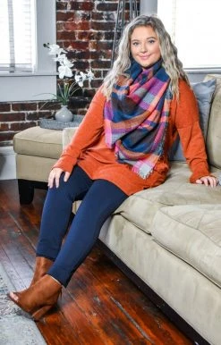 Heimish - BL-ST1335S - 121520 Burning Questions Sweater - Rust Sweaters