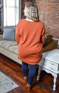 Heimish - BL-ST1335S - 121520 Burning Questions Sweater - Rust Sweaters