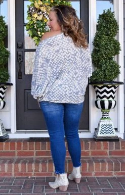 ODDI - T64491 - 11822 TOPS Everything And More Print Top - Denim Blue