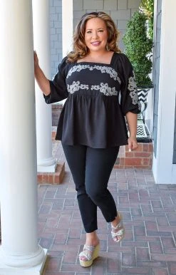 Andree - 19659-PP - 21422 Divine Intervention Embroidered Top - Black