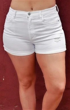 Sneak Peek - SP-S7372WT - 52422 BOTTOMS Hear You Out High Waist Distressed Denim Shorts