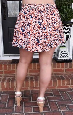Adrienne - 1810AM - 2322 BOTTOMS Heat It Up Print Shorts - Orange/Navy