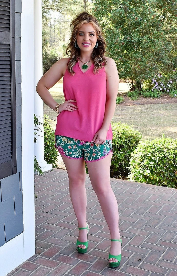 Staccato - 42249C-PP - 3822 Bed Of Blooms Floral Shorts - Green/Multi BOTTOMS