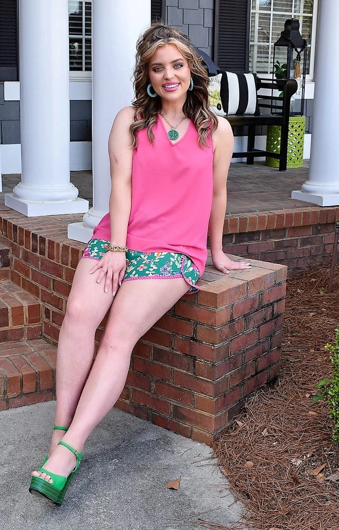 Staccato - 42249C-PP - 3822 Bed Of Blooms Floral Shorts - Green/Multi BOTTOMS