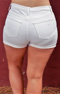 Sneak Peek - SP-S7372WT - 52422 BOTTOMS Hear You Out High Waist Distressed Denim Shorts