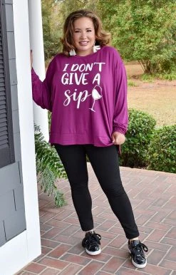 Sew In Love - ET928-13RS - 121121 Graphic Tees I Don't Give A Sip Graphic Top