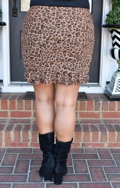 TCEC - CS3441 - 2222 Without Care Leopard Skirt - Brown BOTTOMS
