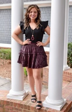 TCEC - CS3453 - 21722 Set The Occasion Snake Print Skirt - Wine