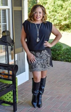 Andree - 64277-PP - 102821 BOTTOMS Meet Me There Embroidered Skirt - Black