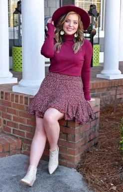 ODDI - IS13456 - 12022 Make A Decision Print Skirt - Wine