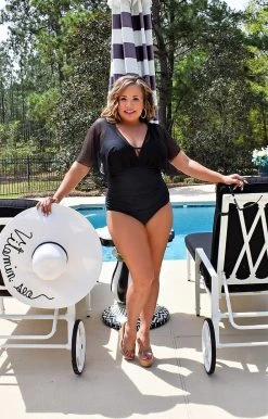 Unique Vintage - CZ151 - 33022 Secret Vacation One Piece Swimsuit - Black SWIMWEAR