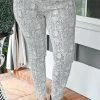 See & Be Seen - P7045 - 81121 BOTTOMS Look So Sweet Snake Print Jegging - Off White