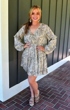 Main Strip - CD51573 - 7522 Adventure Awaits Snake Print Dress DRESSES