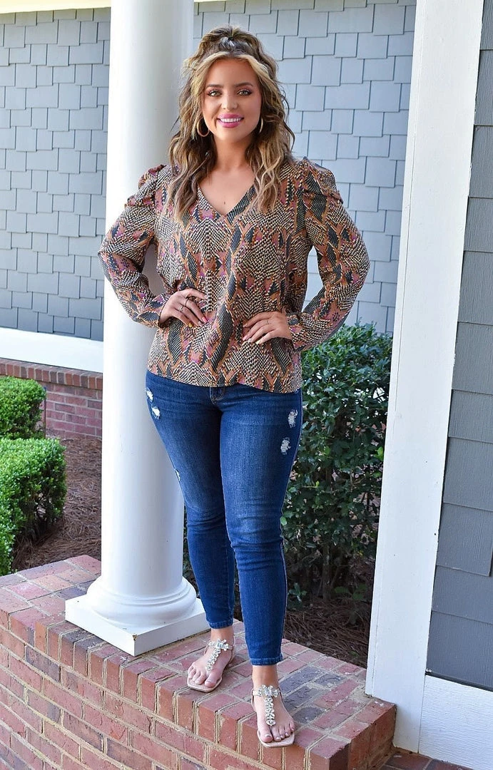 Adrienne - 2497AM - 4522 Clear Your Schedule Snake Print Top