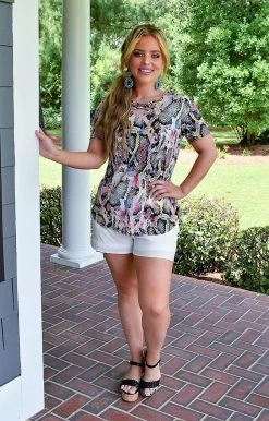 Heimish - ST1577-44 - 71422 No Doubt About It Snake Print Top TOPS