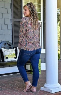 Adrienne - 2497AM - 4522 Clear Your Schedule Snake Print Top