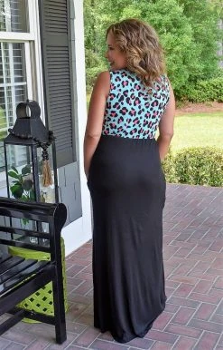 Heimish - SD1123-15 - 72522 DRESSES Real Romance Leopard Maxi Dress - Mint/Black