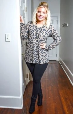 Heimish - BL-ST1447-83 - 91920 Wildly Yours Leopard Print Pullover - Mocha Sweaters