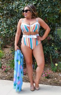 Unique Vintage - CZ158 - 42722 Poolside Drinks Bikini Bottom - Multi