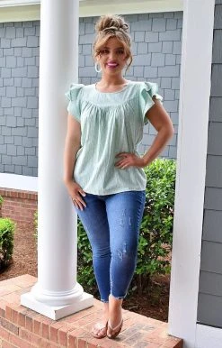 Andree - T10052-PP - 5722 TOPS Genuine Heart Print Top - Mint