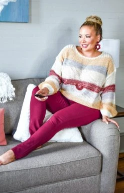 Southern Grace - 5035-BGE - 103020 Can't Stop Now Striped Sweater