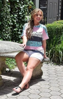 YFW - 10599 - 52422 TOPS Distance Between Us Colorblock Top