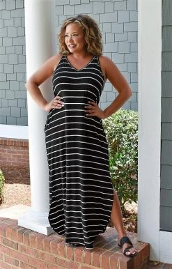 Heimish - SD1292-11 - 7622 Fell For You Striped Maxi Dress - Black Maxi & Midi Dresses