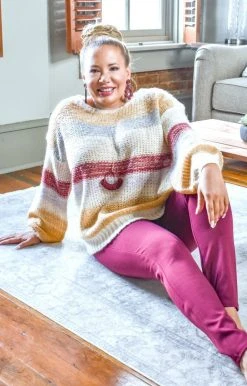 Southern Grace - 5035-BGE - 103020 Can't Stop Now Striped Sweater