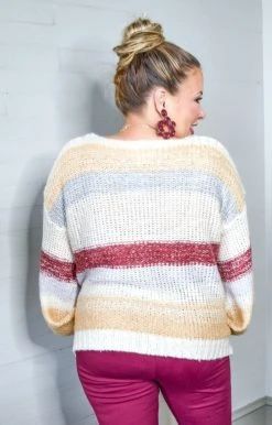 Southern Grace - 5035-BGE - 103020 Can't Stop Now Striped Sweater