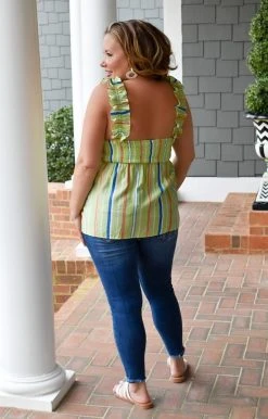 Staccato - 18528PP - 22422 Dreaming Of Us Print Top - Lime TOPS