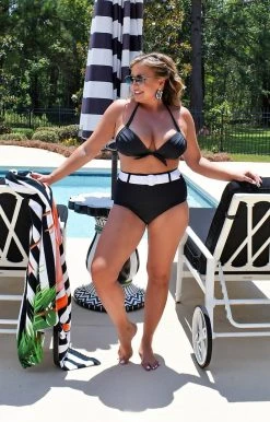 Unique Vintage - CZ002T - 22120 SWIMWEAR Beach Babe Bikini Top - Black