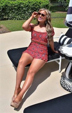 Unique Vintage - CZ193 - 43022 SWIMWEAR Summers In Cabo Print Bikini Top