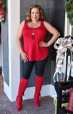 Adrienne - 1769MD - 123121 New To Me Tank - Red TOPS