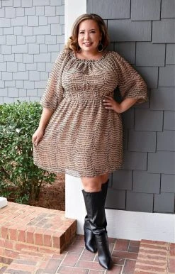 143 Story - IDM7762-PP - 1522 DRESSES Leave Your Mark Print Dress - Sand